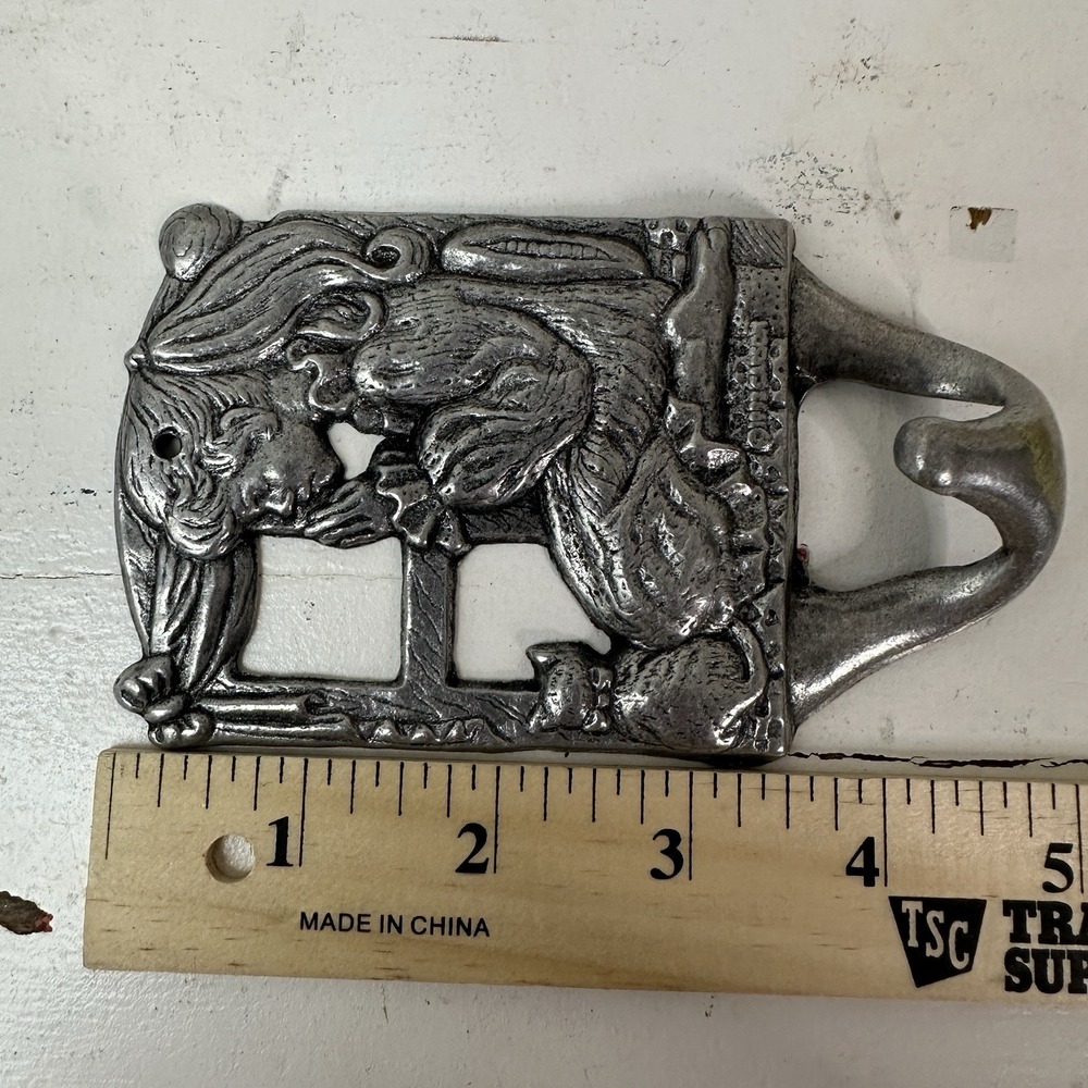 Vintage 1993 Carson Pewter Cat/Girl Praying Wall Metal Hook - Picture 5 of 5